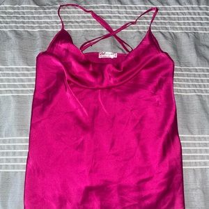 Pink satin strappy top size XS